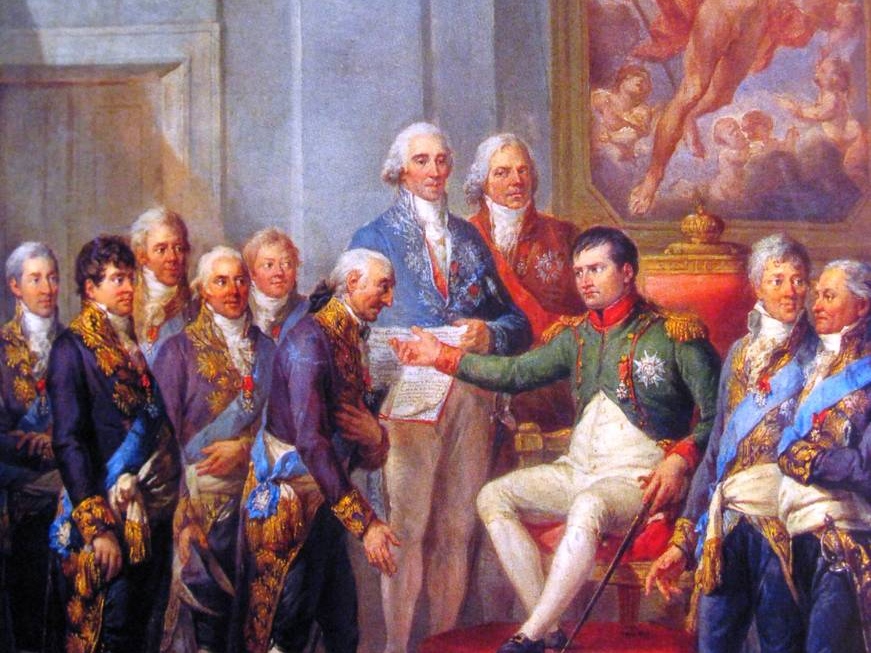 Марчелло Баччарелли. Утверждение Конституции Великого герцогства Варшавского Наполеоном 22 июля 1807 в Дрездене (фрагмент). 1811