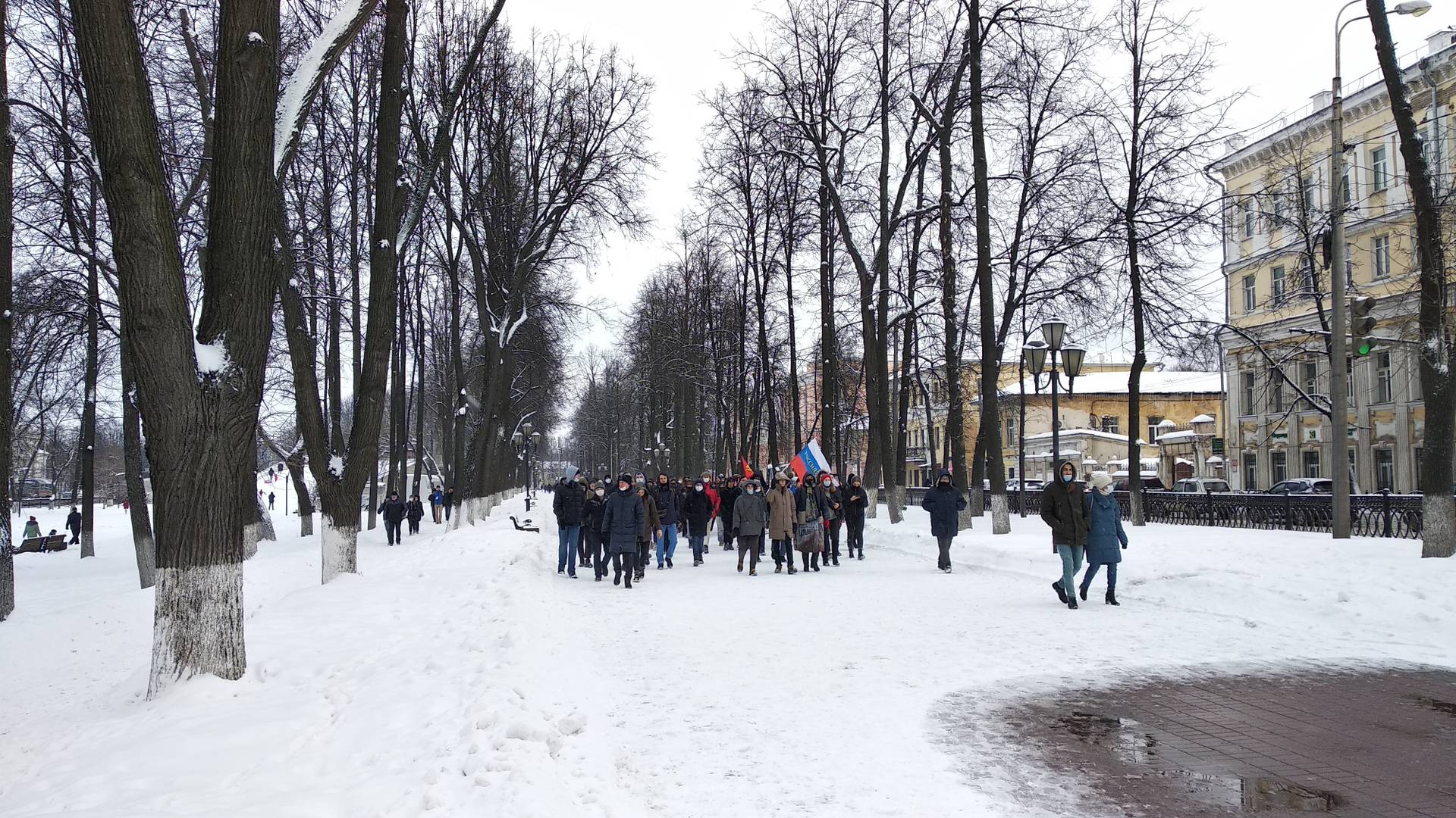 Ярославль. Колонна протестующих на Первомайском бульваре