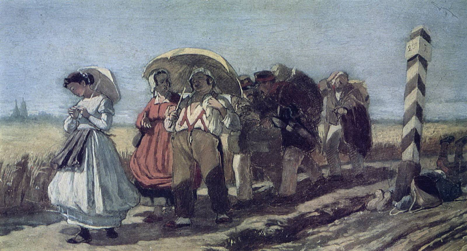 Василий Перов. Путешествие квартального с семейством на богомолье. Эскиз. 1868