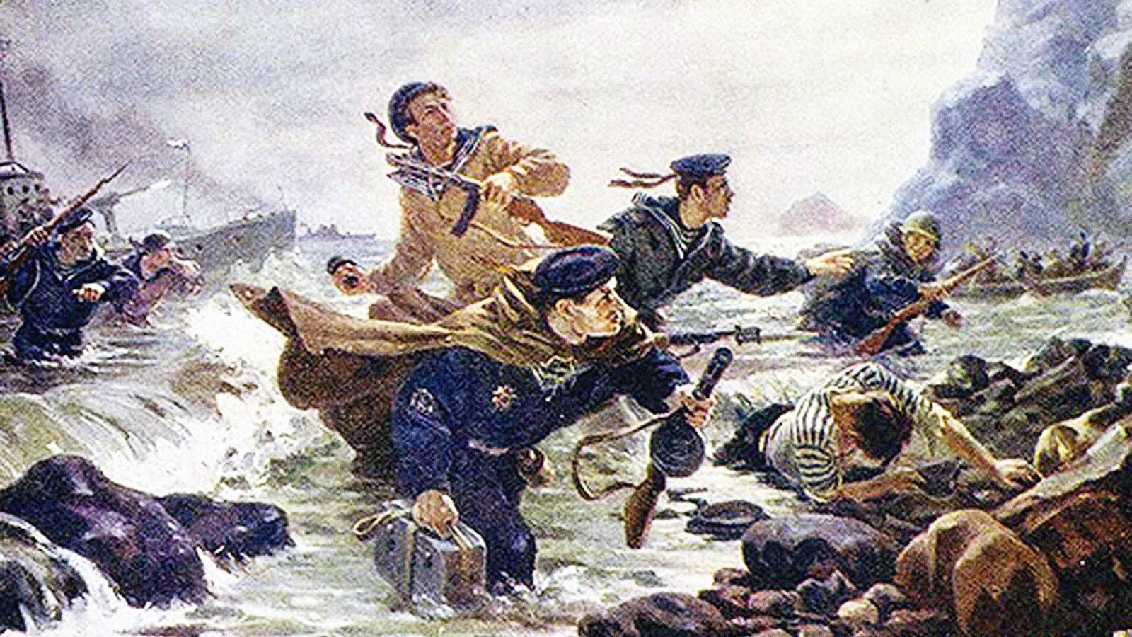 Десант на Курильских островах Андрей Иванович Плотнов 1948 (фрагмент)