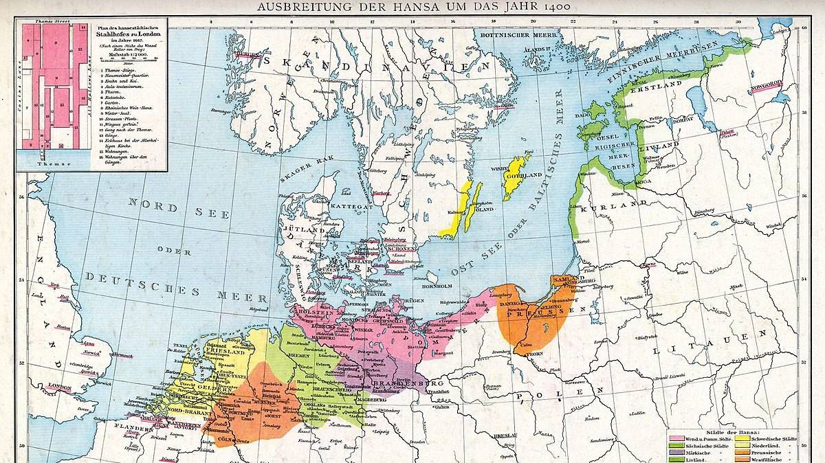Ганзейский союз в 1400 году.