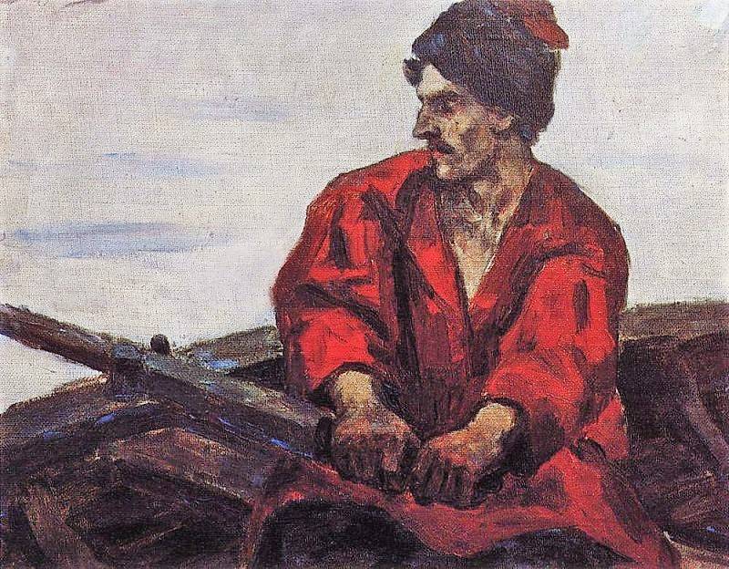 Василий Суриков. Гребец в лодке. 1912 год