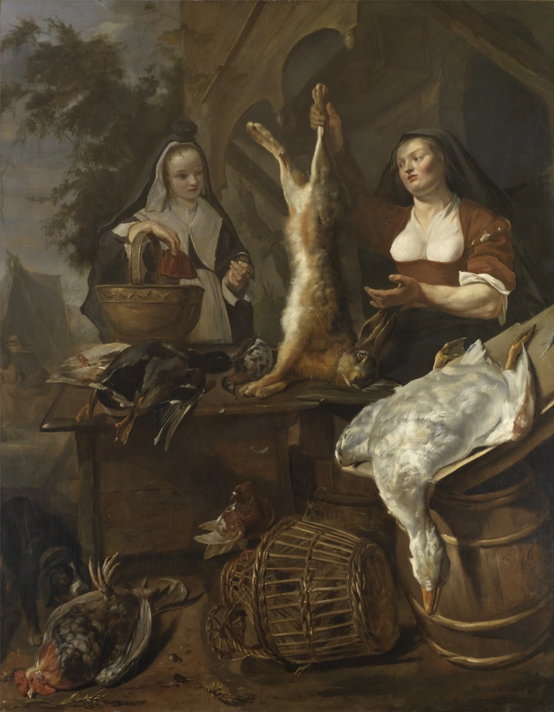 Габриель Метсю. Женщина, продающая дичь. 1654
