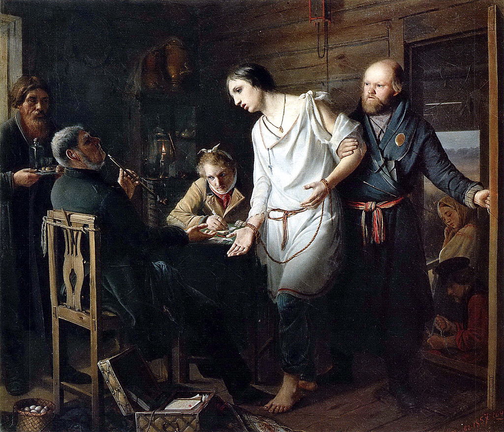 Василий Перов. Приезд станового на следствие. 1857