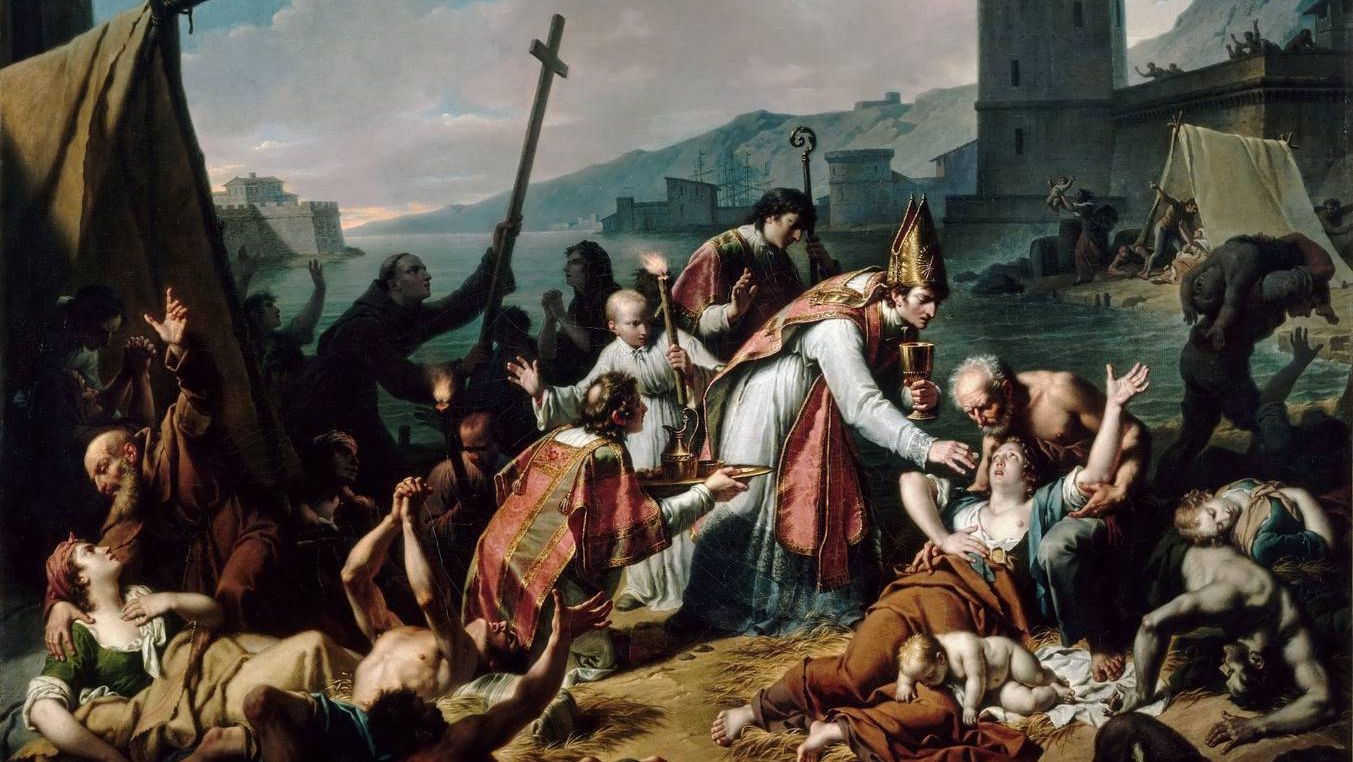 Никола-Андре Монсио. Монсеньор Бельзюнс во время эпидемии чумы в Марселе в 1720 году
