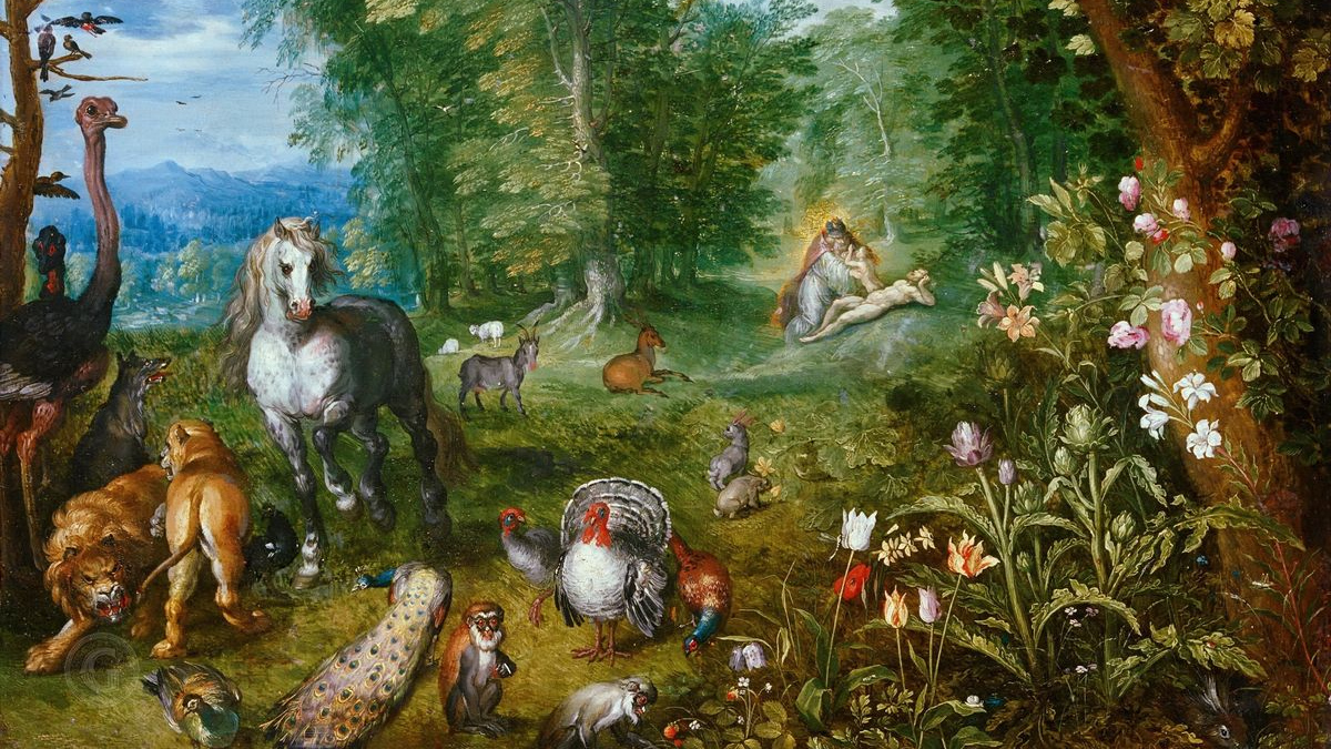 Ян Брейгель Младший. Пейзаж с сотворением Евы (фрагмент). 17 век