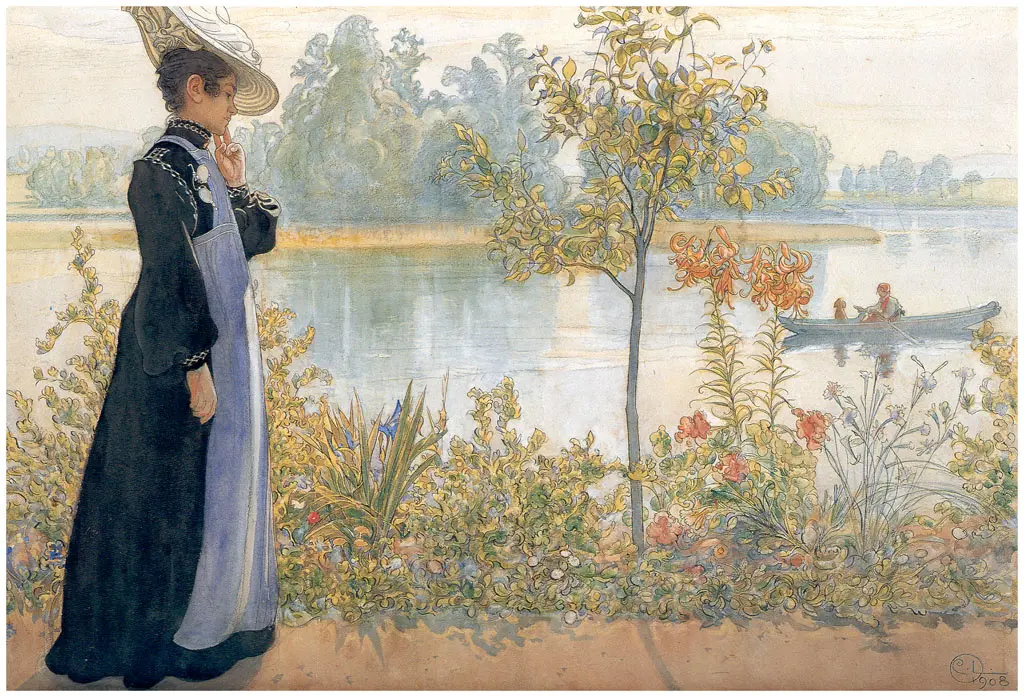 Карл Улоф Ларссон. Карин на берегу озера. 1908