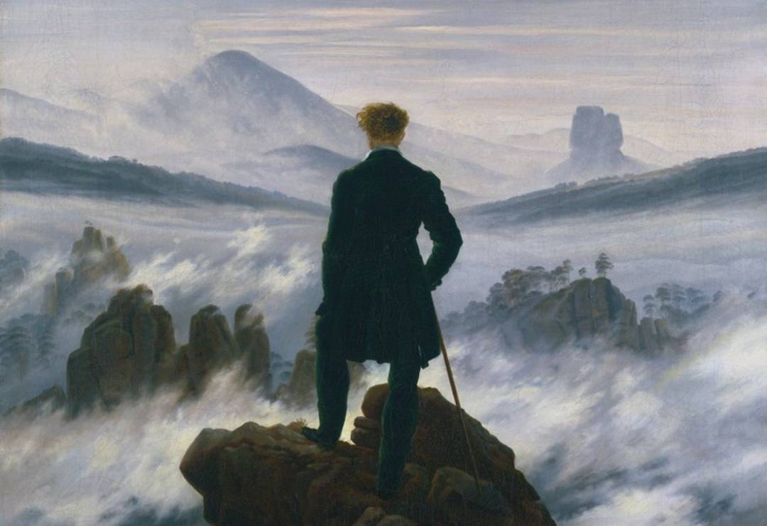 Каспар Фридрих. Странник над морем тумана (фрагмент). 1818