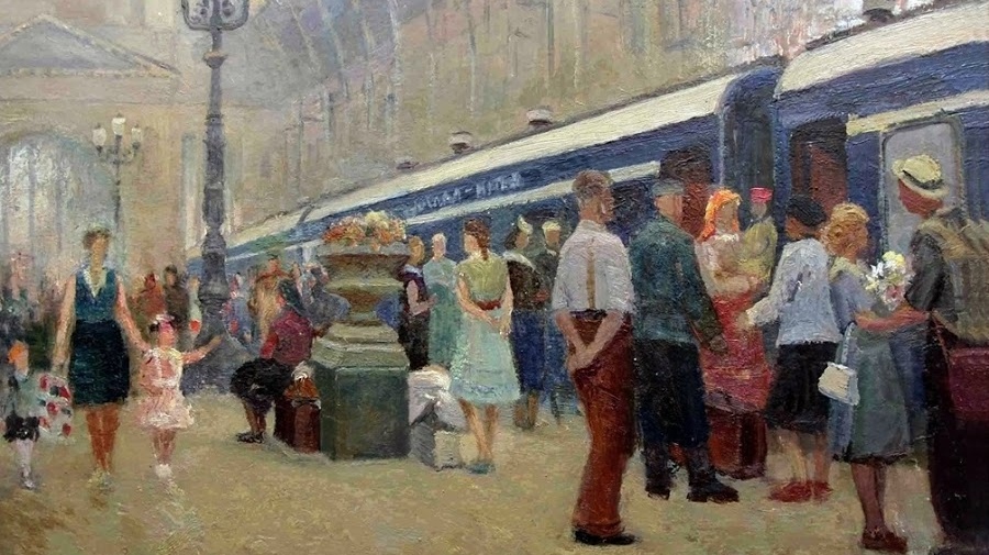Плахотный Петр Алексеевич. На перроне Киевского вокзала. 1960