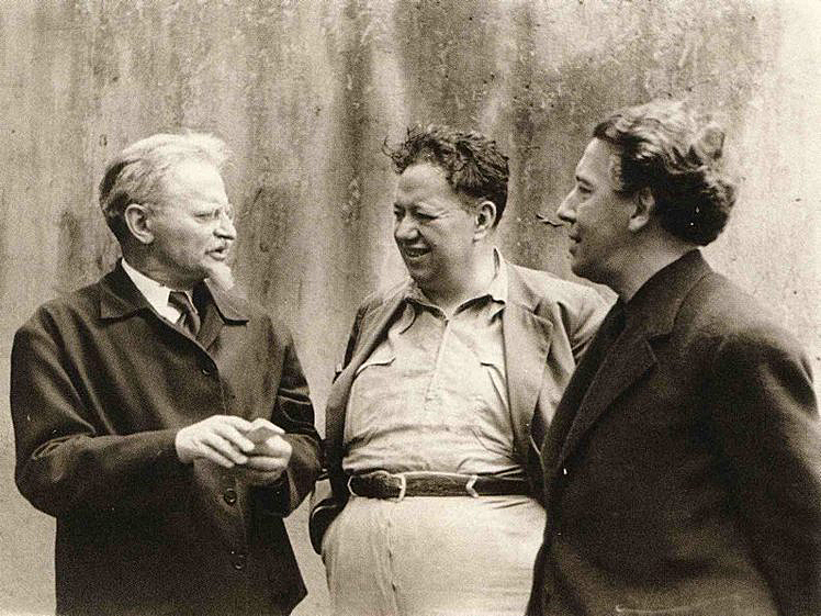 Лев Троцкий, Диего Ривера и Андре Бретон в Мексике. 1938