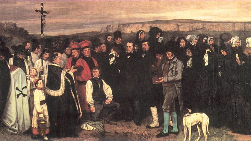 Гюстав Курбе. Похороны в Орнане. Фрагмент. 1850