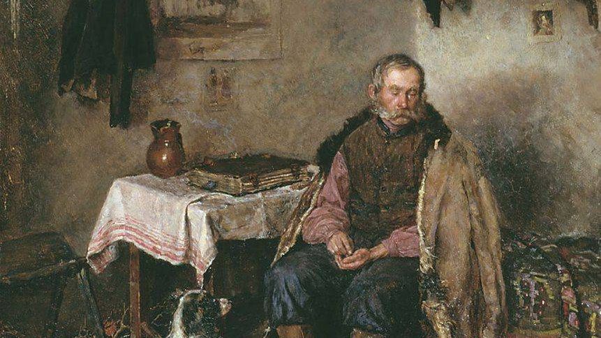 Афанасий Прокопиевич Розмарицын. Отставной солдат (1885), дерево, масло