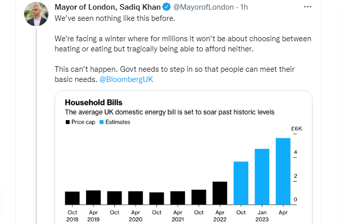 Публикация мэра Лондона Садика Хана в Twitter