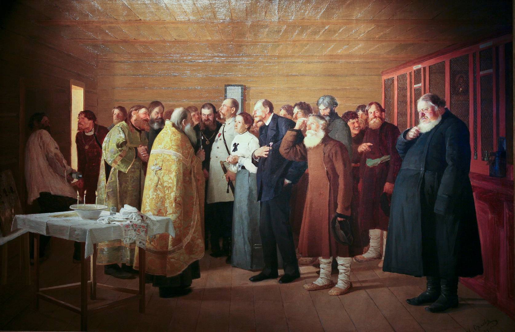Николай Орлов. Освящение монополии (Молебен в казёнке). 1894
