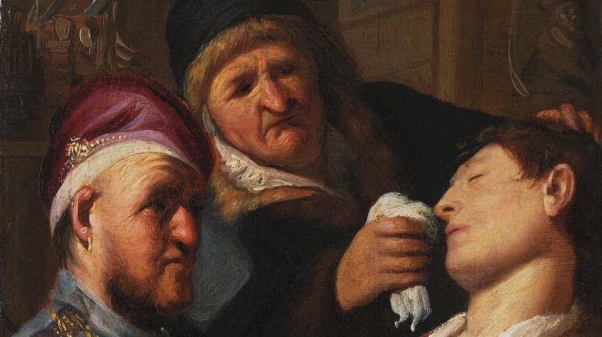 Рембрандт. Пациент, потерявший сознание (Аллегория обоняния). 1624-25