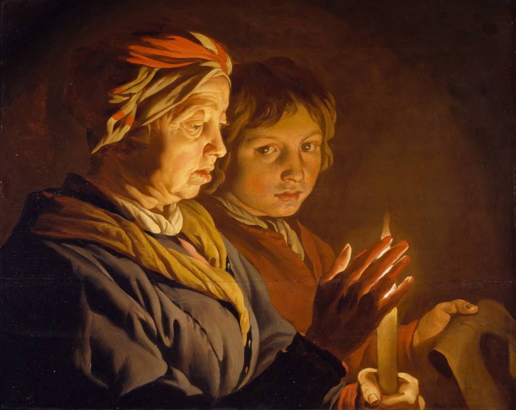 Маттиас Стом. Старуха и мальчик со свечой. 1630-1650
