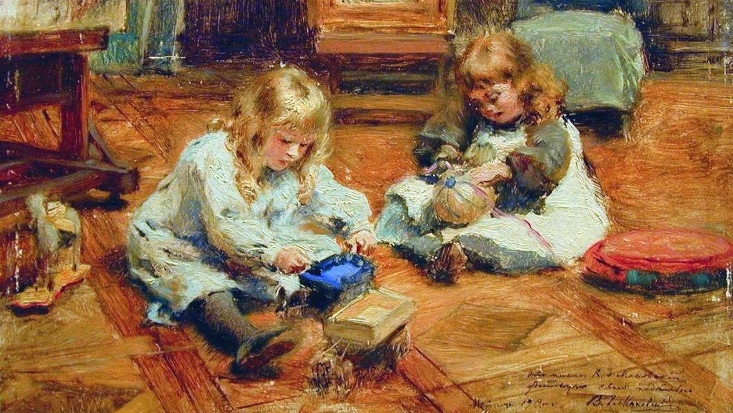 Константин Маковский. Дети, играющие в мастерской. 1880-е