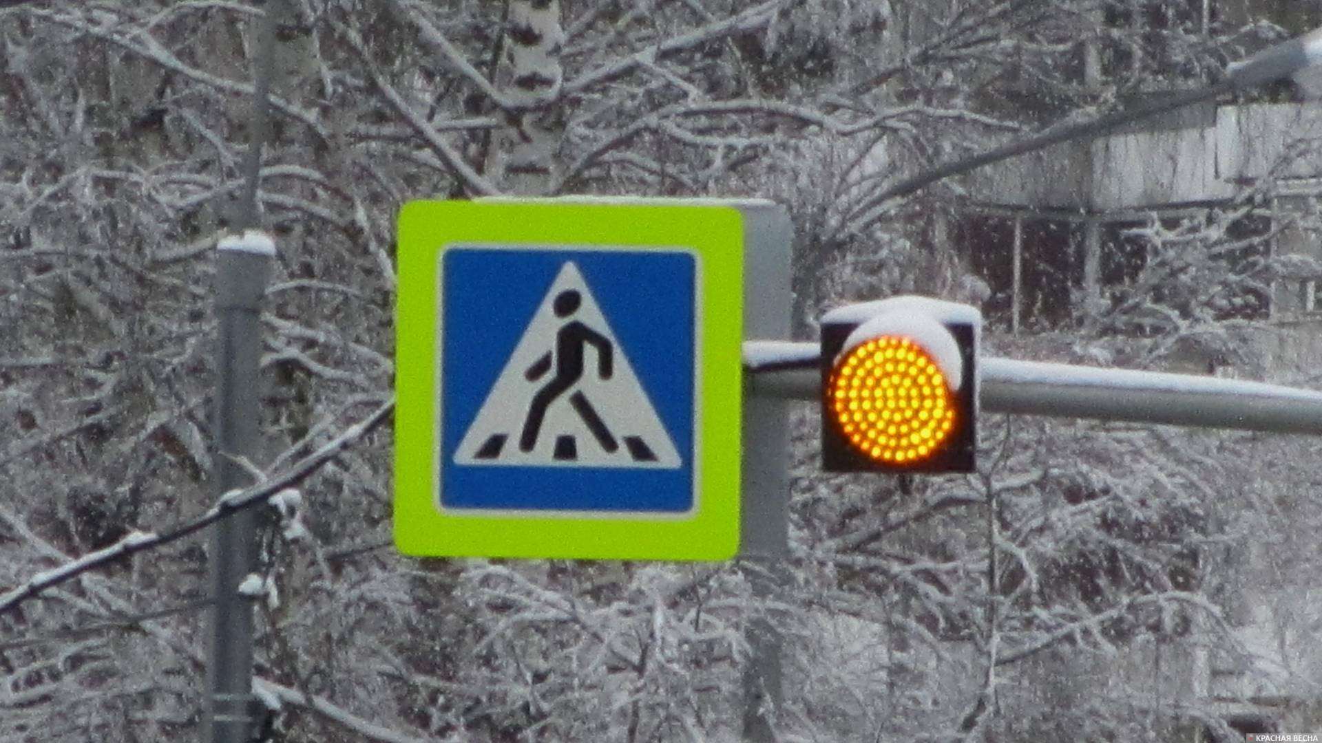 Сигнальный светофор. Пешеходный переход