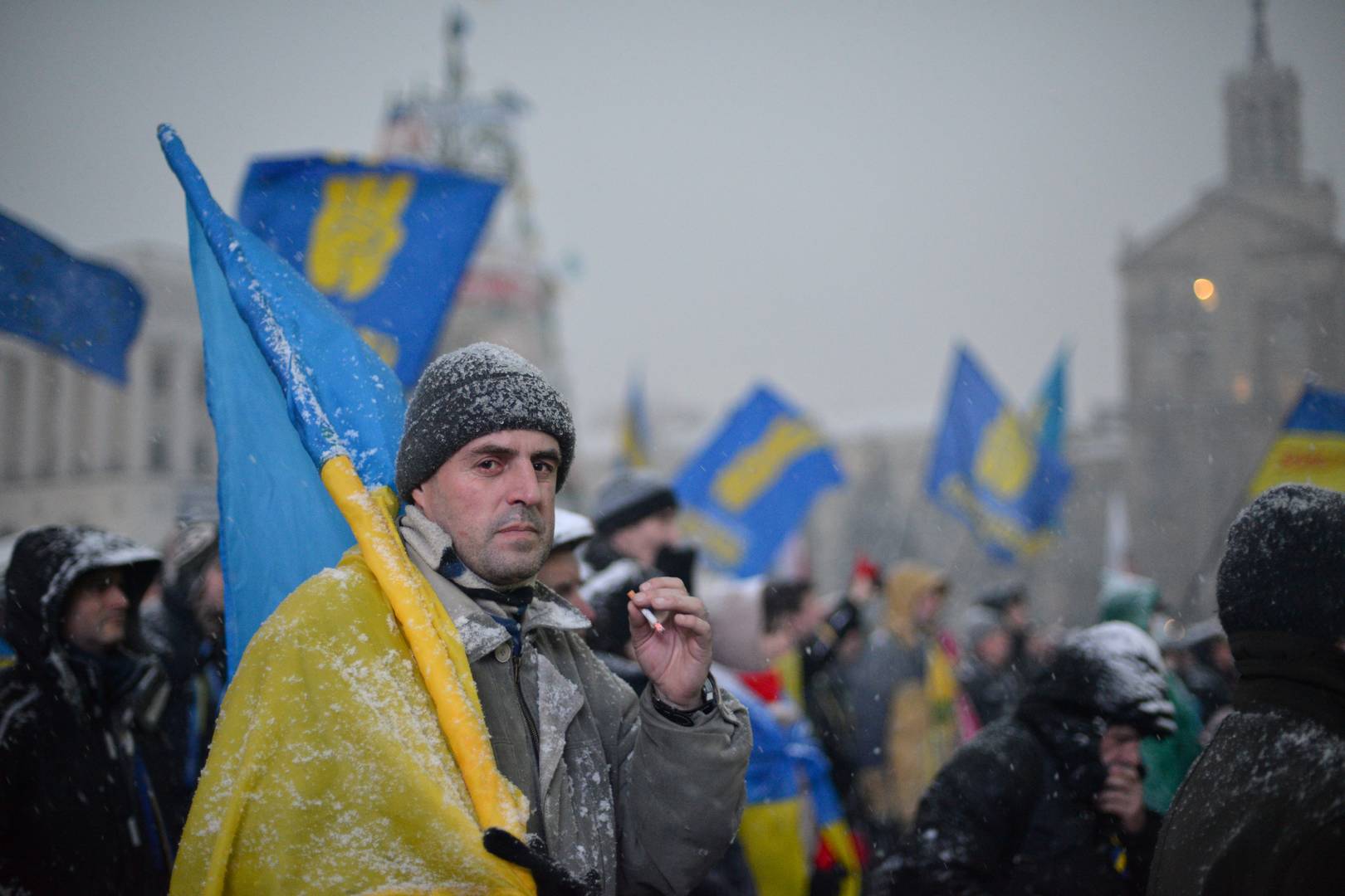 Протестующий на майдане в Киеве. 9 декабря 2013