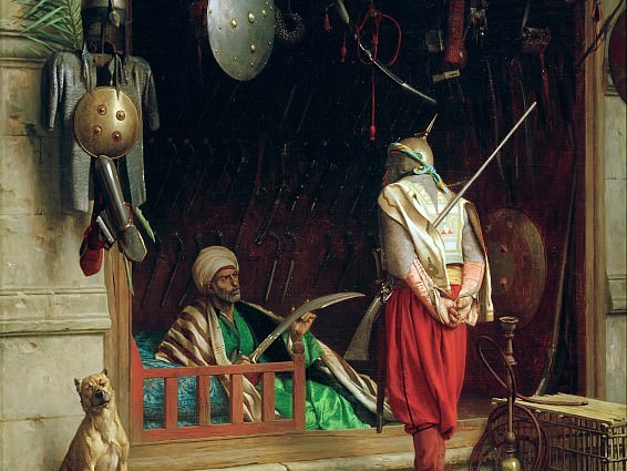 Жан-Леон Жером. Каирский торговец армейским снаряжением (фрагмент). 1869