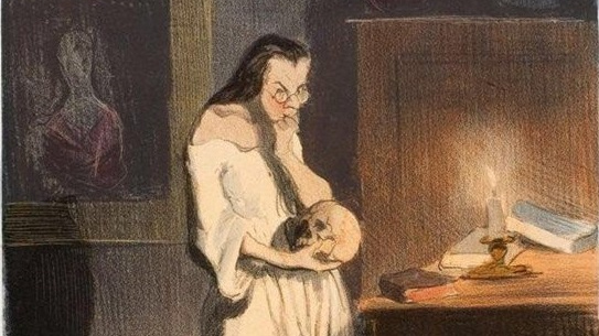 Оноре Домье. Образованная женщина, занятая мыслями о природе человека, имеет смелые философские суждения. 1844 — копия