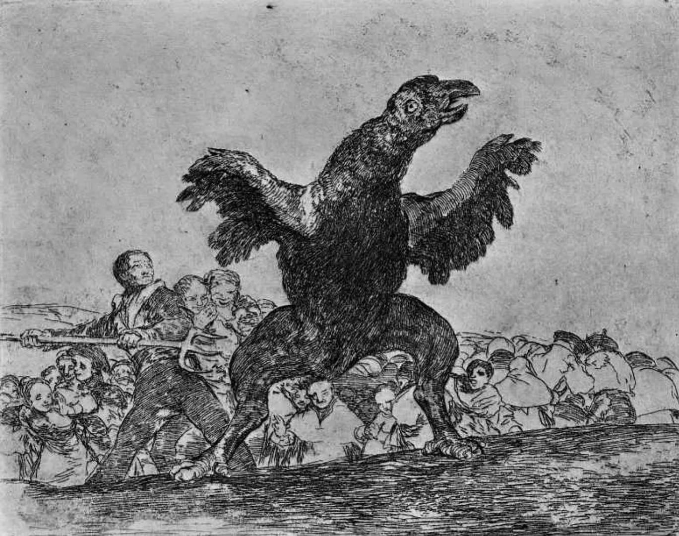 Франсиско Гойя. Питающийся телами стервятник (из серии «Бедствия войны»). 1814