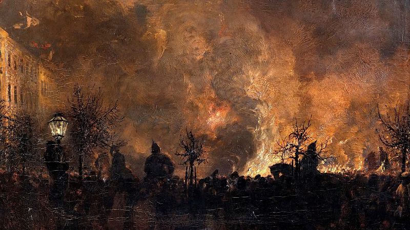 Адольф фон Менцель. Факельное шествие студентов на Асканишенплац. 1858