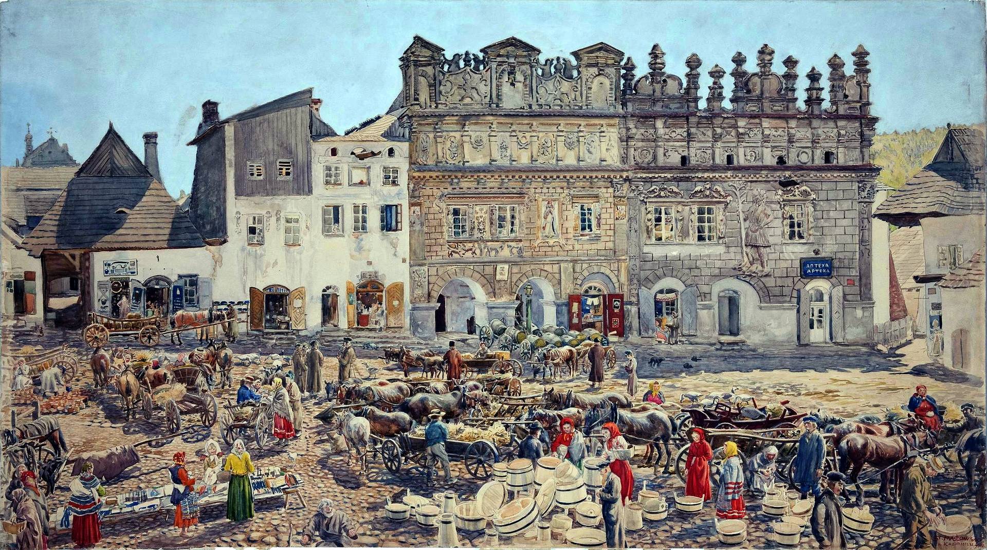 Станислав Масловский. Рыночная площадь в Казимежу. 1899