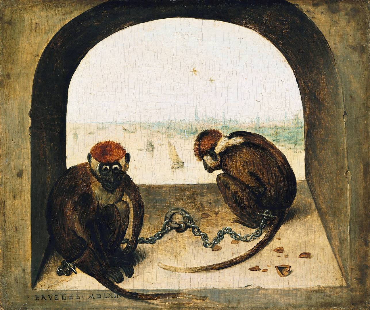 Питер Брейгель Старший. Две прикованные обезьяны. 1562