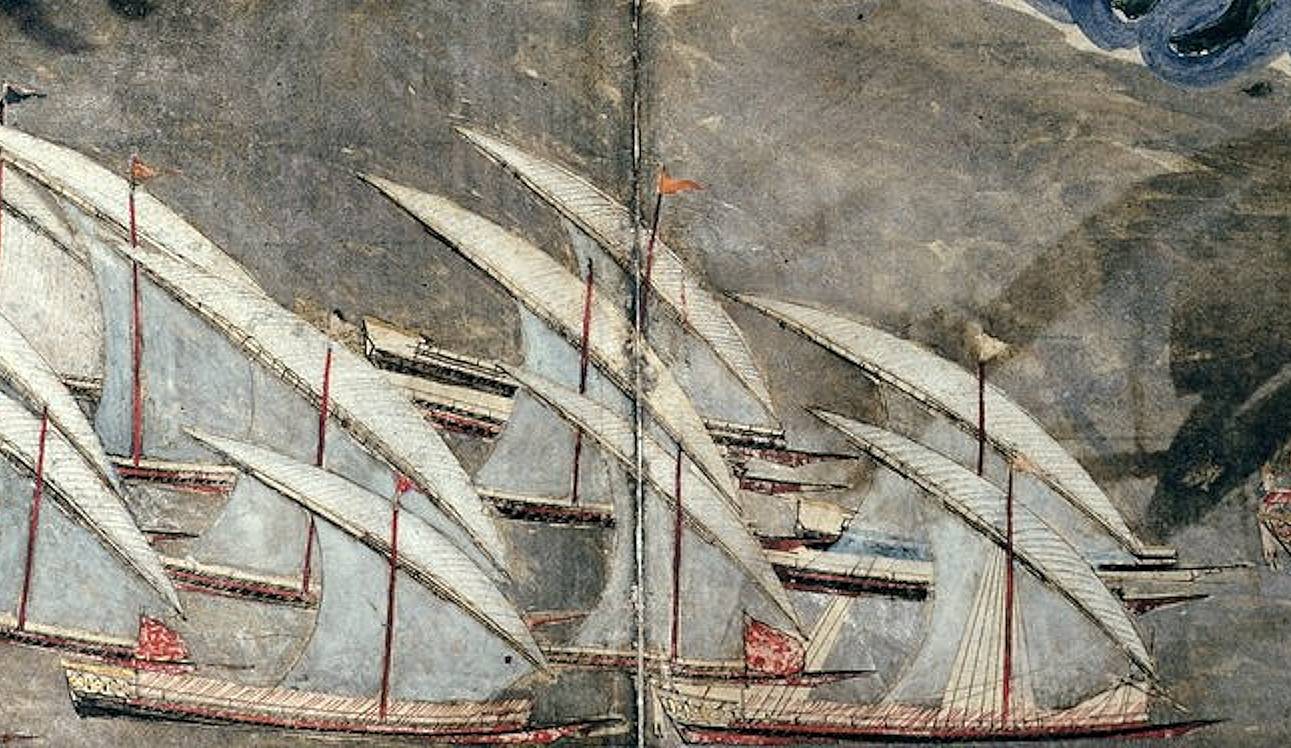 Matrakçı Nasuh. Османские галеры перед Генуей. XVI век