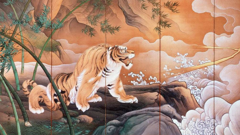 Хасимото Гахо. Тигры (фрагмент). 1895.