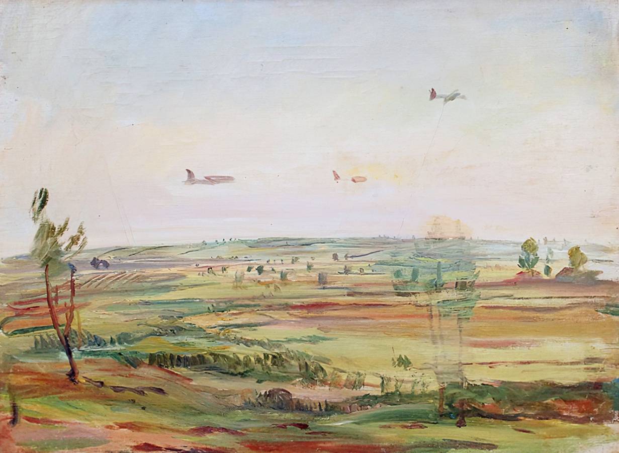 Павел Кузнецов. Пейзаж с самолетами. 1940-е