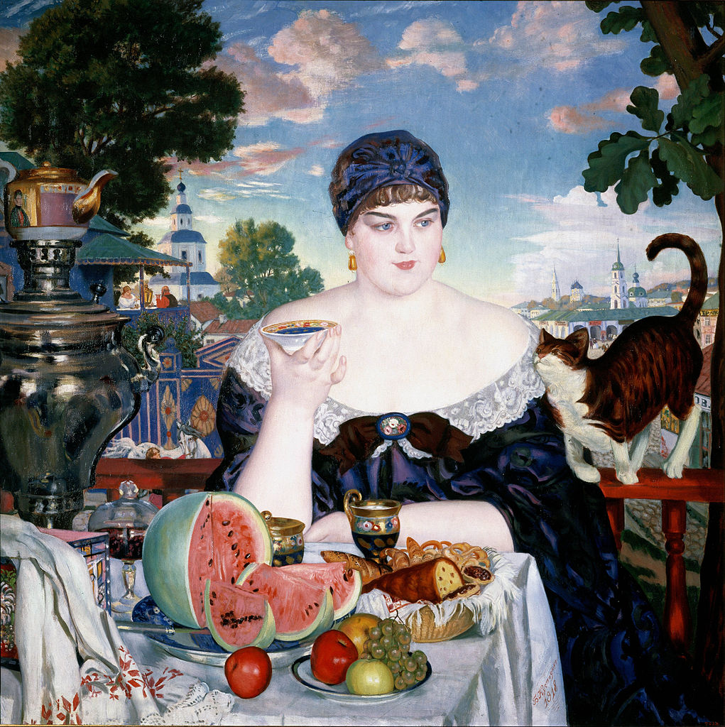 Борис Кустодиев. Купчиха за чаем. 1918
