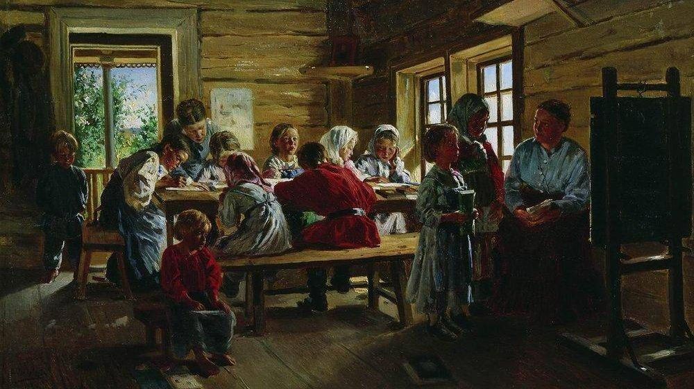 Константин Маквоский. В сельской школе. 1883