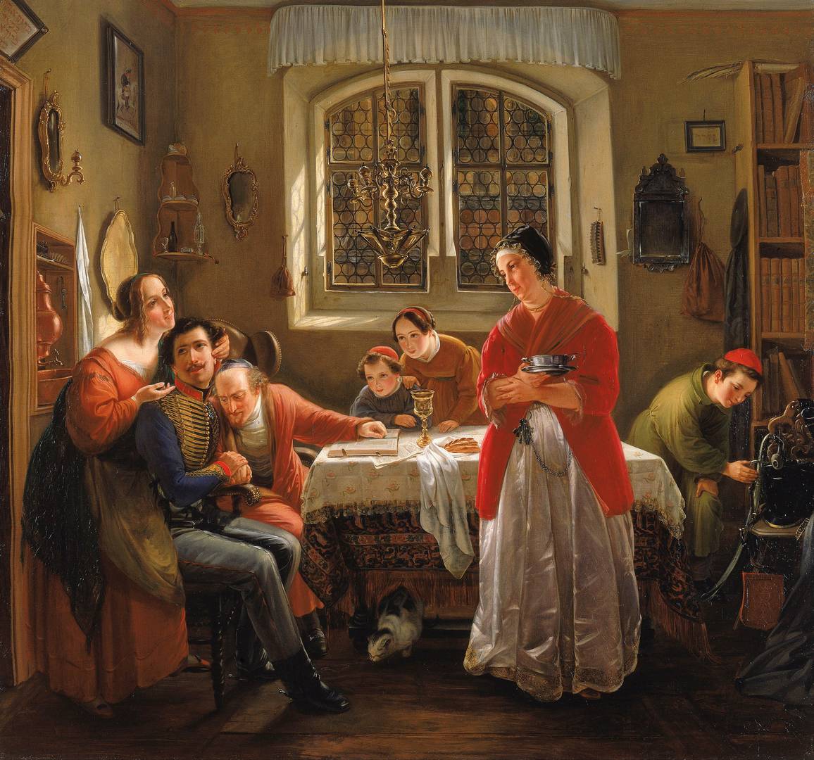 Мориц Даниэль Оппенгейм. Возвращение еврея-добровольца после Освободительной войны в семью, живущую согласно старым традициям. 1833
