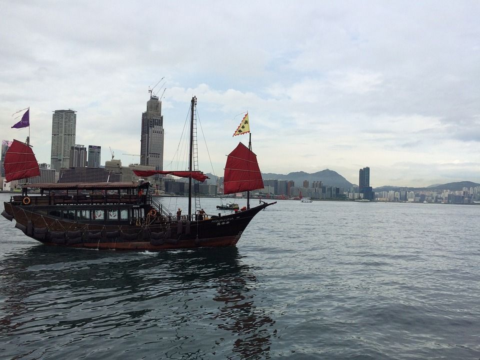 Гонконг, парусное судно, море