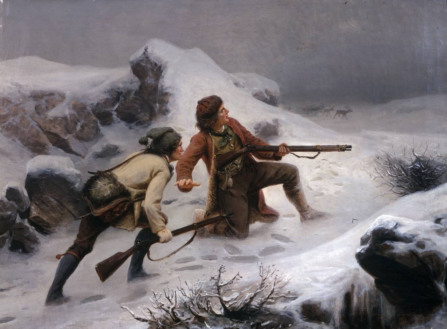 Кнуд Бергслин. Охота на оленя. 1868