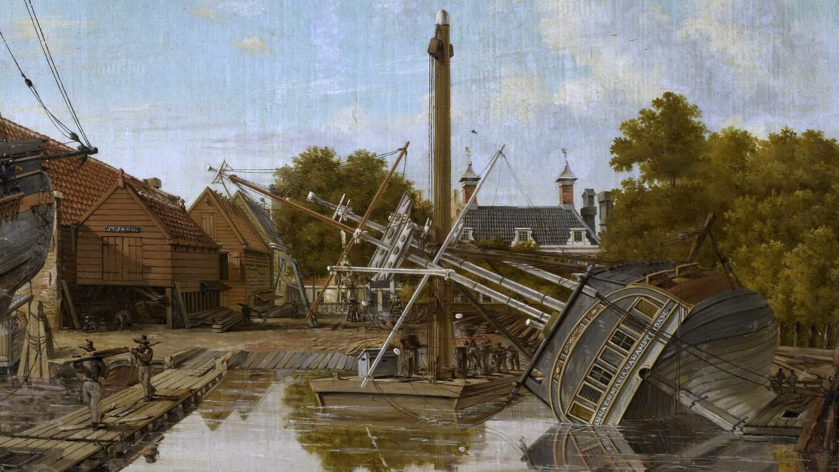 Питер Годфрид. «Судостроительная верфь „Сент-Яго“ на острове Бикерс в Амстердаме». 1823