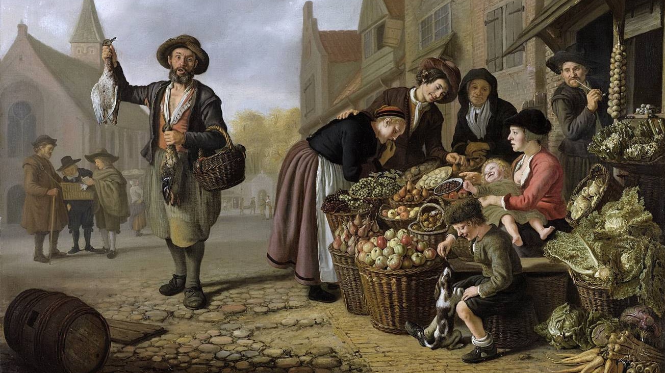 Ян Викторс. Овощная лавка «Покупатель» (фрагмент). 1654