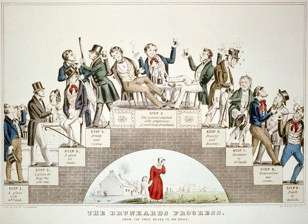 Натаниел Курьер. Путь пьяницы. Литография 1846