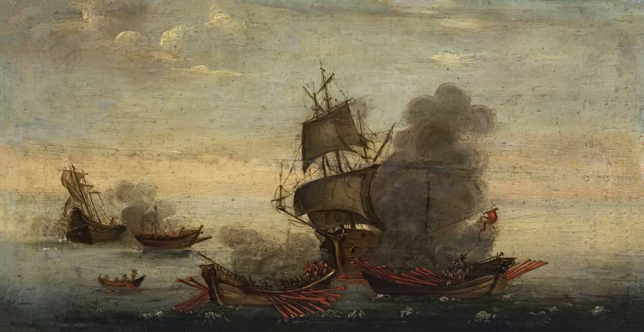 Неизвестный художник. Морское сражение. XVIII век