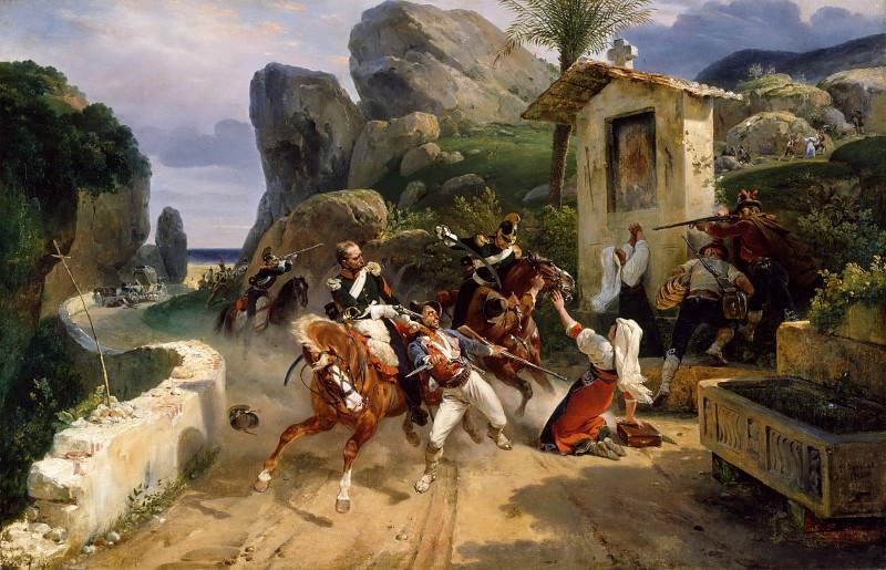 Орас Верне. Папские войска, защищающие путников от нападения итальянских разбойников. 1831