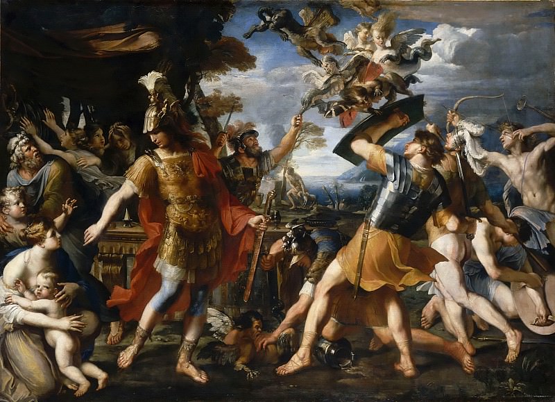 Франсуа Перье. Эней и его спутники сражаются с гарпиями. 1646-1647