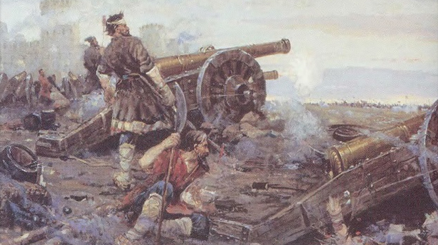 В. Нечаев. Подвиг русских пушкарей под Венденом, 1578