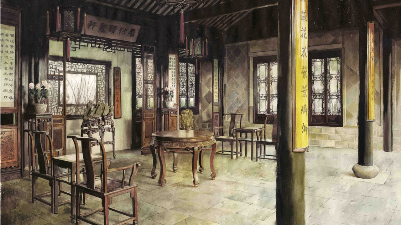Xi Guo. Пустой ресторан (фрагмент картины)