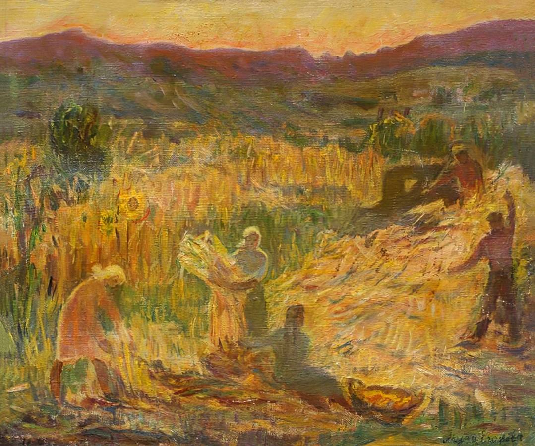 Муза Егорова (Троицкая). В полях Молдавии. Уборка кукурузы. 1951