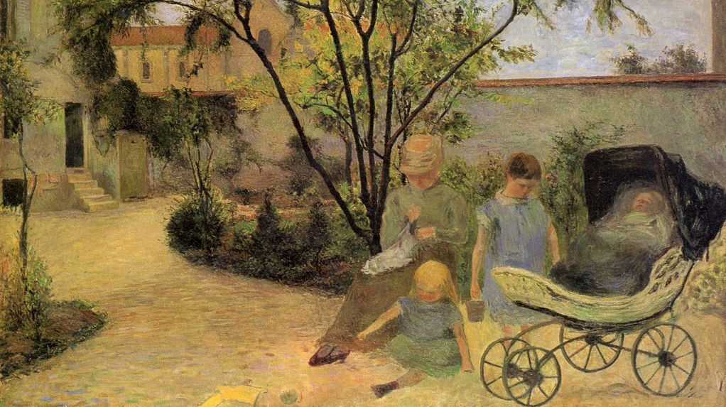 Поль Гоген. Семья живописца в саду. 1881
