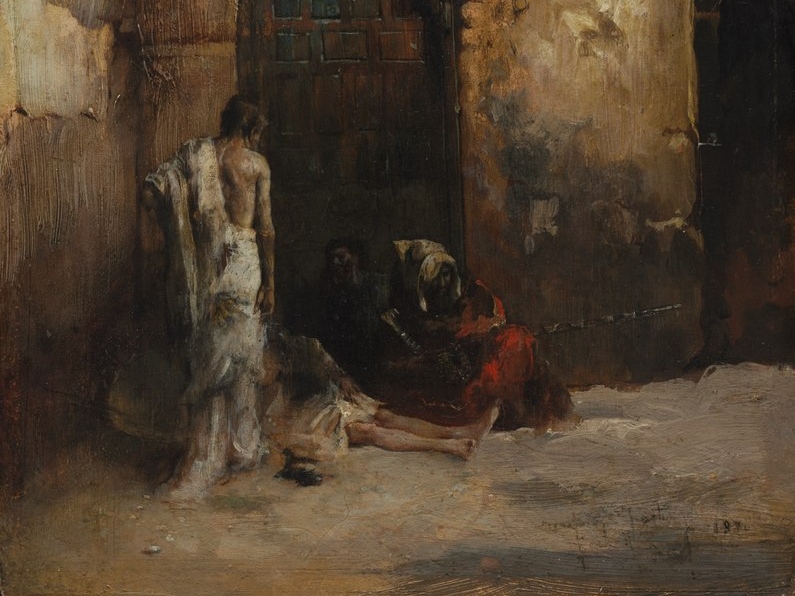 Мариано Фортуни-и-Марсаль. Нищие у двери (фрагмент). 1870