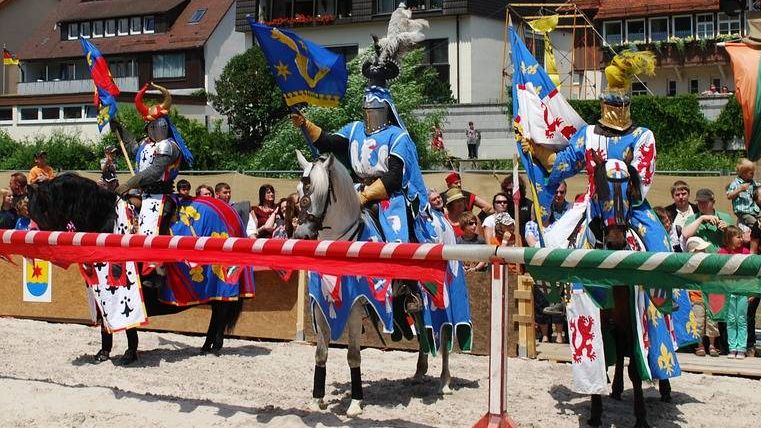 Германские рыцари за оградой.