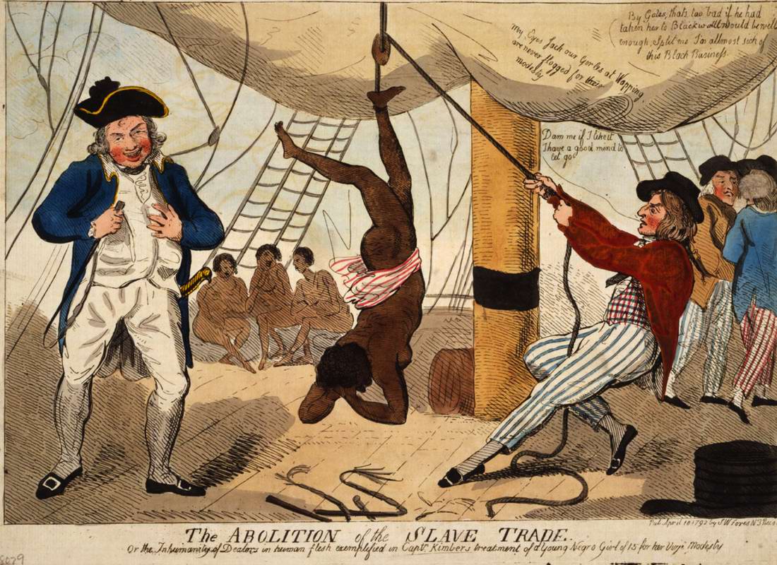 Наказание африканской невольницы на борту судна за проявление непокорности (1792 год)